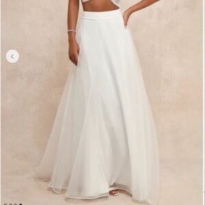 LULUS Wedding Bridal Shower Engagement Flowy White Chic Maxi Skirt